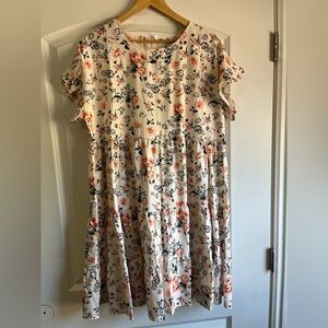 White floral babydoll tunic dress